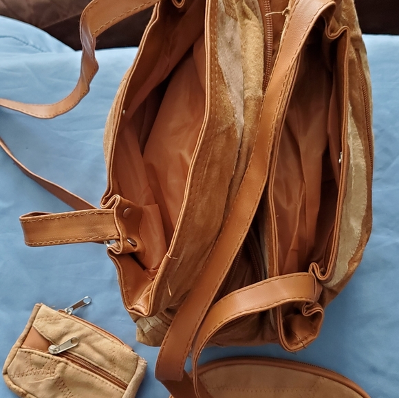 Suede Patchwork Handbag, Large Capacity, Multiple Pockets - Picture 10 of 13